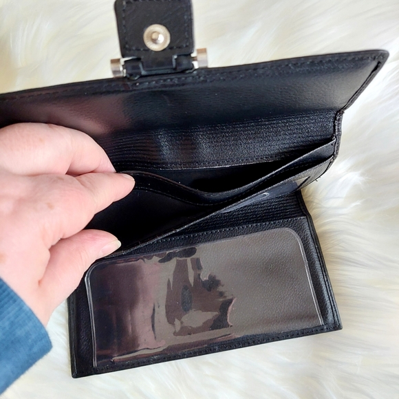 🗝FOSSIL Vintage Tri-fold Black Leather Wallet - Picture 8 of 9